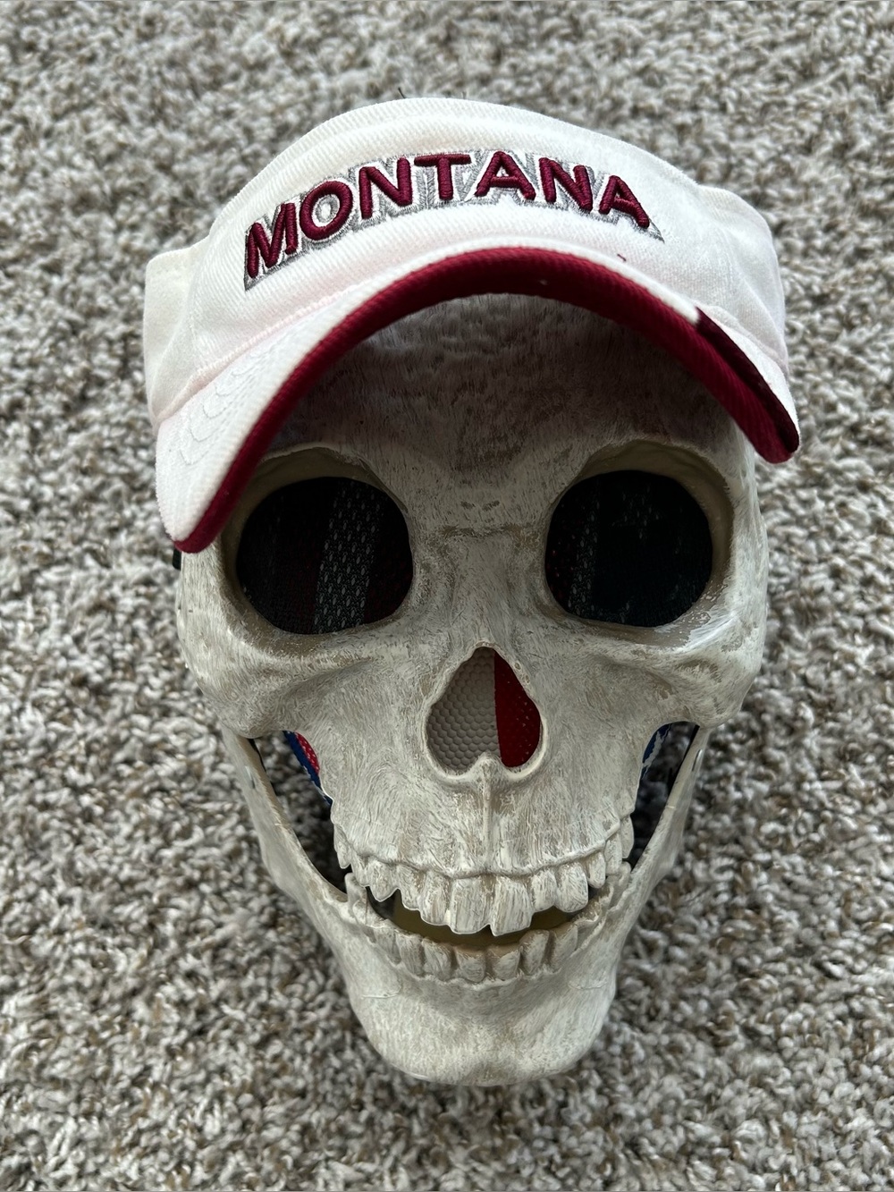 MONTANA GRIZZLIES TOP OF THE WORLD NCAA SUN VISOR HAT STRAPBACK MAROON WHITE